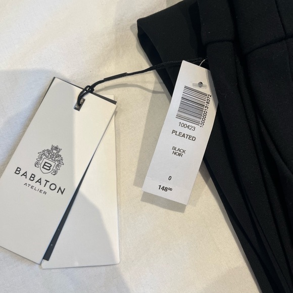 SZ 0 BABATON BLACK PLEATED DRESS PANTS - Picture 4 of 7